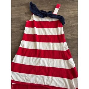 Tween Diva Girls Red White Striped High-Low Dress Navy Ruffle Size 4 S361745